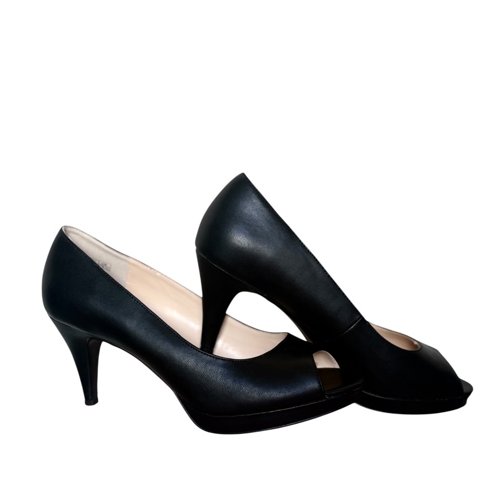 Jenn Ardor Black Peep Toe Heels Platform Pumps Work Office 8.5